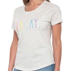Rae Dunn ‘Vacay’ Gray Crew T Shirt M Nwt
